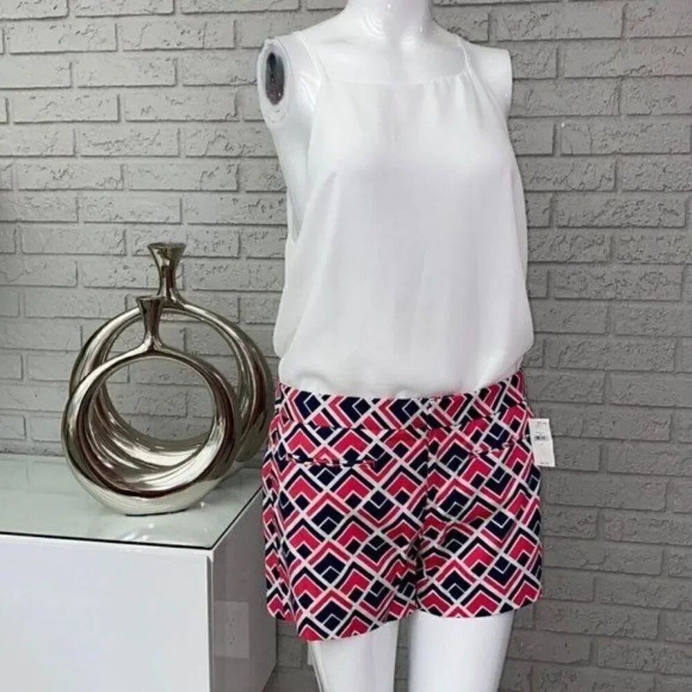 Gap Women Pink Blue White Clean Front Shorts Size 6